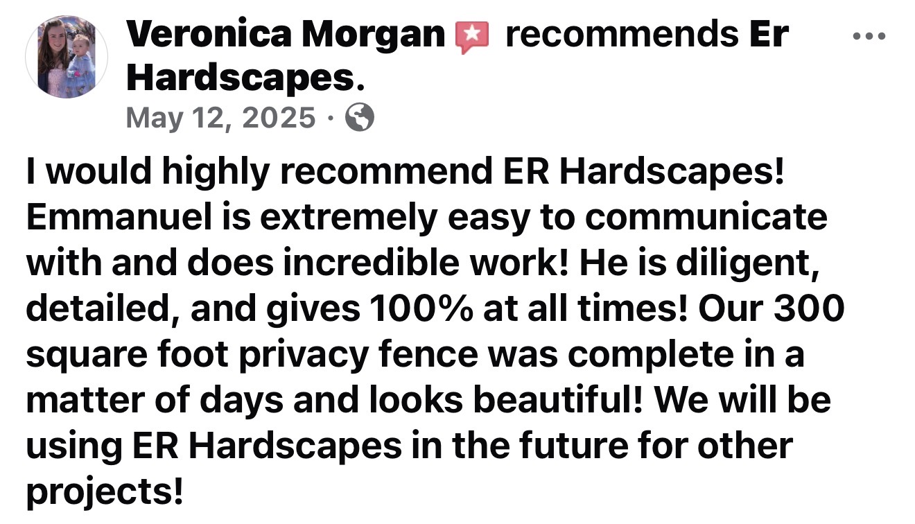 Facebook recommendation from Veronica Morgan for E.R. Hardscapes